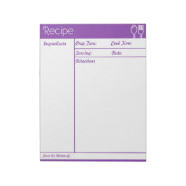Einfache Lila Rezeptseite ohne Linie Notizblock