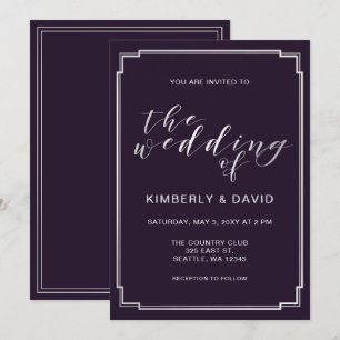 Einfache Lila Silberhochzeit Einladung