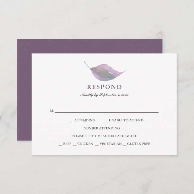 Einfache Lila UAWG RSVP Karte (Vorne/Hinten)