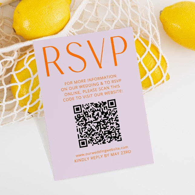 Einfache Lila und helle Orange UAWG Online QR-Code RSVP Karte (Von Creator hochgeladen)