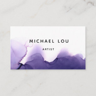 Einfache Lila Watercolor Moderne Business Card Visitenkarte