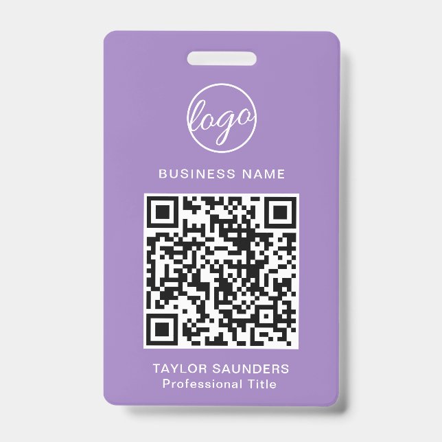 Einfache Lilac QR Code Mitarbeiter-ID Ausweis (Vorderseite)