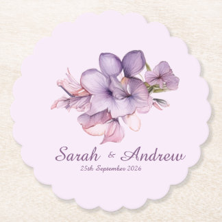 Einfache Lilah-Blume: Personalisierte Hochzeiten-U Untersetzer
