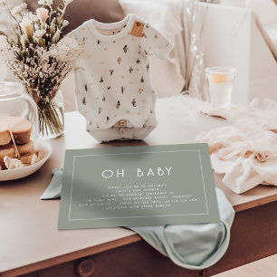 Einfache Line Border Sage Green Oh Baby Dusche Einladung