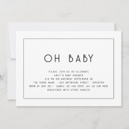 Einfache Line Border Schwarz-weiß Oh Babydusche Einladung