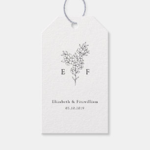 Einfache Line Cherry Blossom Wreath Monogram Weddi Geschenkanhänger