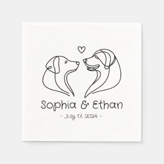 Einfache Linie Art Dog Modernes | Hochzeit von Nap Serviette