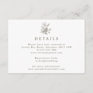 Einfache Linie Gezeichnet Acorn & Pinecone Hochzei Begleitkarte