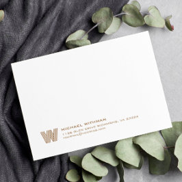 Einfache Linien Monogramm Anfangsname Adresse Bron Mitteilungskarte