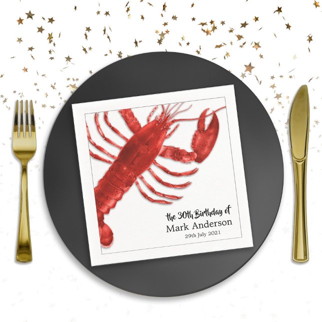 Einfache Lobster Geburtstagsfeier Serviette (Simple Lobster Themed Birthday Party Celebration Napkins)