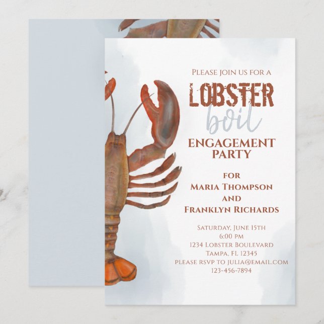 Einfache Lobsterboil für Hochzeitstag-Engagement-P Einladung (Vorne/Hinten)
