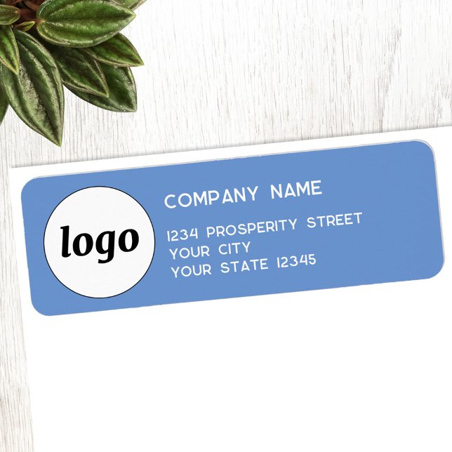 Einfache Logo-Branding Blue Company-Rücksendeadres (Logo with custom text business branding return address label sticker)