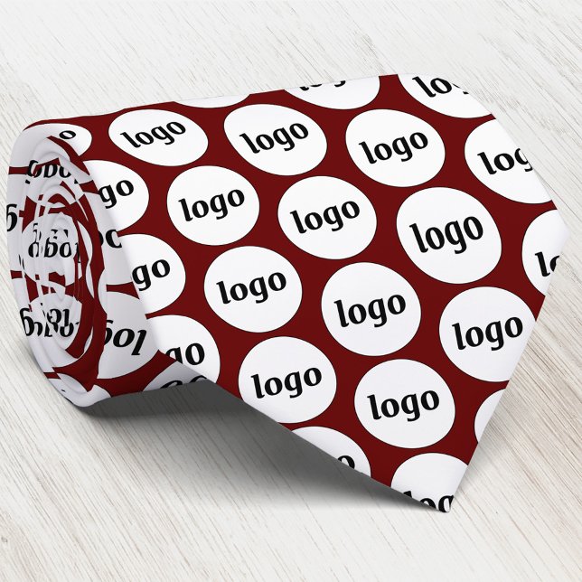 Einfache Logo-Business Burgundy Neck Tie Krawatte (Simple logo pattern burgundy wine red business branding uniform neck tie)