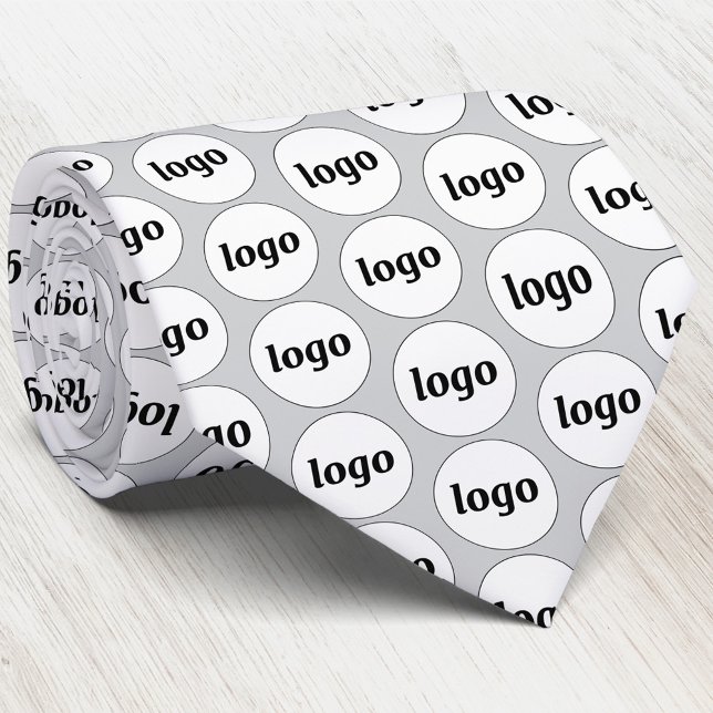 Einfache Logo-Business Silver Gray Neck Tie Krawatte (Simple logo pattern business branding promotional neck tie)