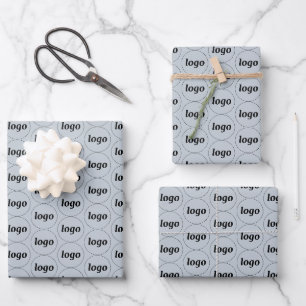 Einfache Logo-Geschäftsmodelle Blau Geschenkpapier Set