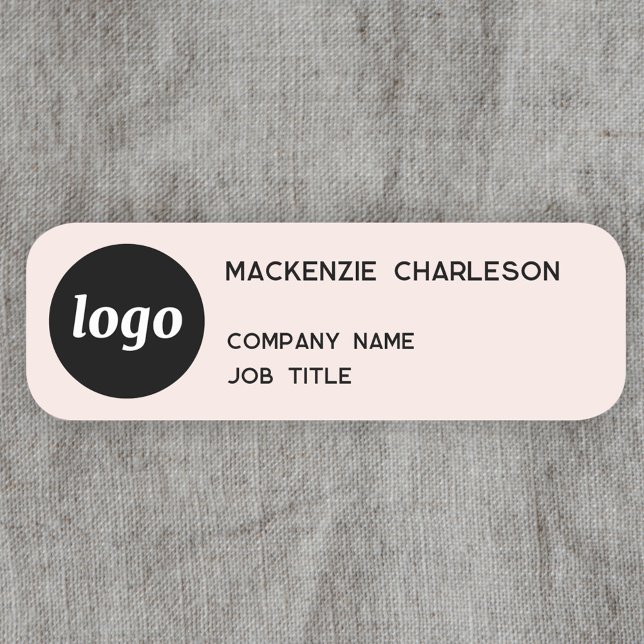 Einfache Logo-Minimalistisch Blindfarben-Rosa-Mark Namensschild (Logo and text custom business promotional blush pink name tag)