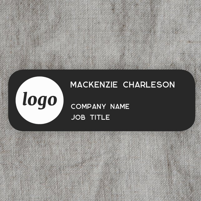 Einfache Logo-Minimalistische schwarze Bezeichnung Namensschild (Logo with text business promotional name badge)