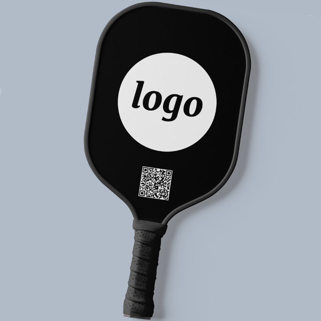 Einfache Logo QR Code Business Black Pickleball Schläger (Logo and QR code business promotional pickleball paddle)