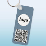 Einfache Logo QR Code Business Dusty Blue Gray Schlüsselanhänger<br><div class="desc">Fügen Sie Ihr eigenes Logo und QR-Code zu diesem auffallenden minimalistisch beruflichen Design hinzu. Ideal für Mitarbeitermarken oder als Werbeprodukt für Ihre Mitarbeiter,  Kunden und Kunden.</div>