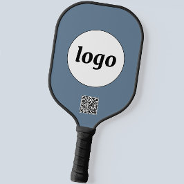 Einfache Logo QR Code Business Dusty Gray Blue Pickleball Schläger