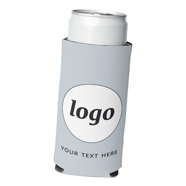 Einfache Logo Text Business Werbemittel Blau Selters Dosenkühler (Simple logo with custom text business branding promotional seltzer can cooler in pale powder blue)
