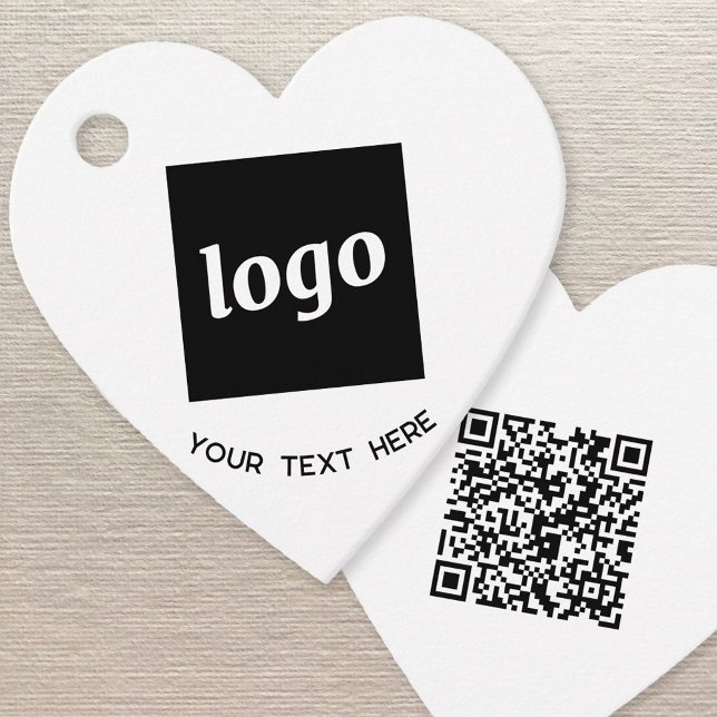 Einfache Logo-Text und QR-Code GeschäftspreisTags Geschenkanhänger (Simple logo with custom text QR code business branding promotional price or product tag)