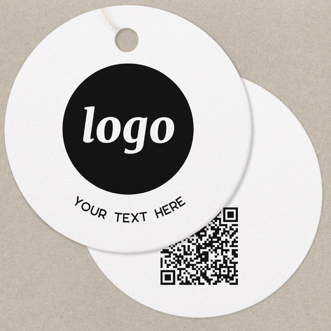 Einfache Logo-Text und QR-Code GeschäftspreisTags Geschenkanhänger (Logo QR code custom text business promotional product or price tag)