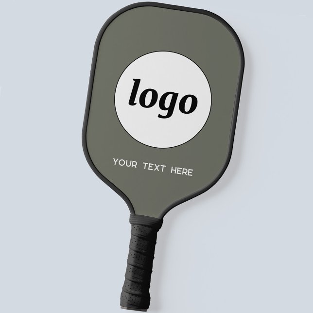 Einfache Logo- und Text-Business-Seite Grün Pickleball Schläger (Logo and custom text business promotional pickleball paddle)