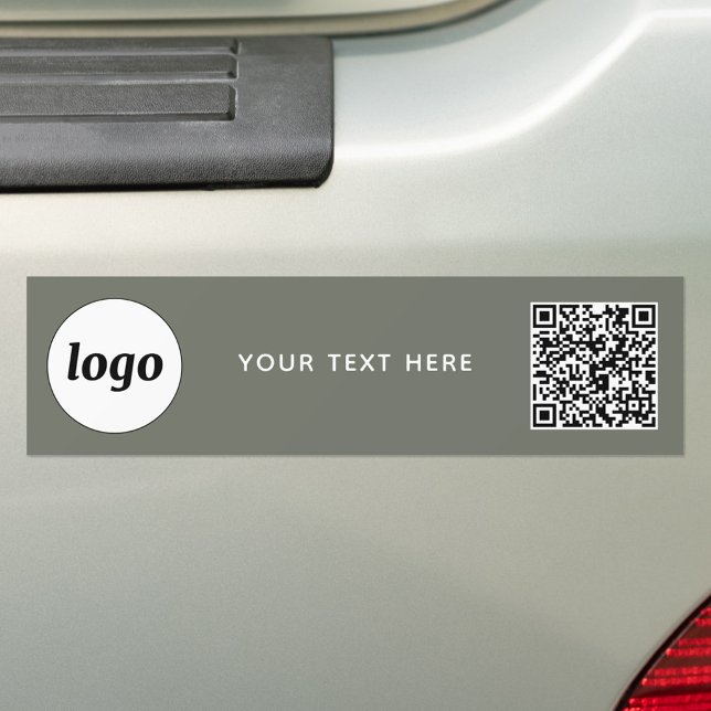 Einfache Logo- und Text-QR-Code-Darstellung Grün Autoaufkleber (Logo with QR code and custom text business branding promotional car bumper sticker)