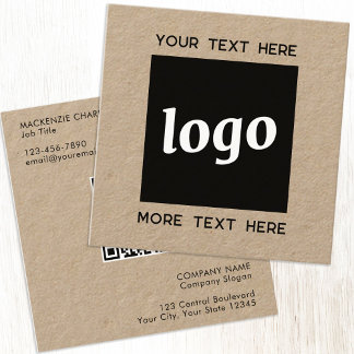 Einfache Logo- und Text-QR-Code Kraft Quadratische Visitenkarte