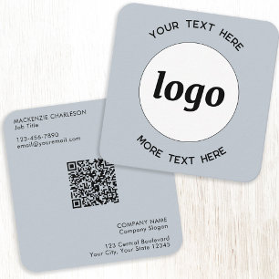 Einfache Logo- und Text-QR-Code-Pulver Blau Quadratische Visitenkarte