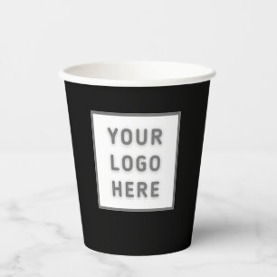 Einfache Logo-Vorlage Business-Promo Swag Black Pappbecher