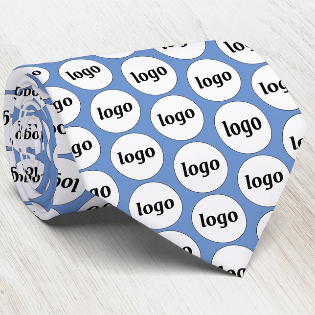 Einfache Logokombination Blue Neck Krawatte (Simple logo pattern business branding sky blue neck tie)