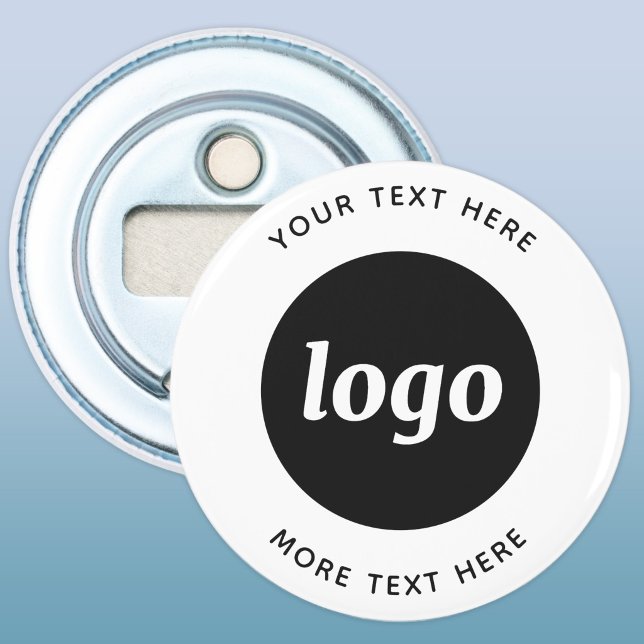 Einfache Logos für Textverarbeitung Flaschenöffner (Simple logo with text promotional business button bottle opener)