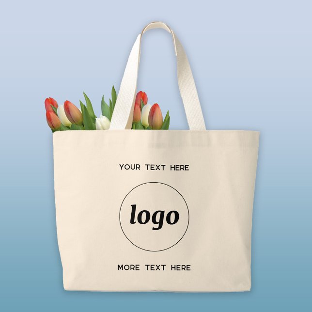 Einfache Logos für Textverarbeitung Jumbo Stoffbeutel (Simple logo with custom text business branding promotional tote bag)