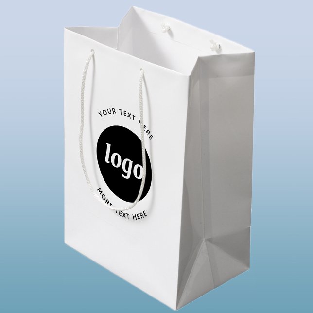 Einfache Logos für Textverarbeitung Mittlere Geschenktüte (Logo with text business promotional gift or packaging bag)