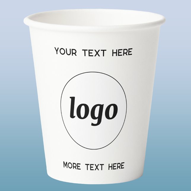 Einfache Logos für Textverarbeitung Pappbecher (Simple logo with custom text business branding promotional paper cup)