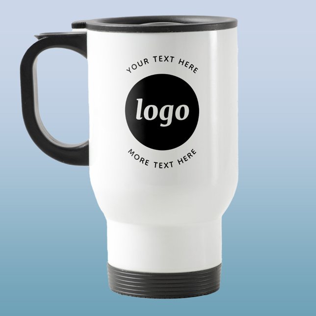 Einfache Logos für Textverarbeitung Reisebecher (Simple logo with text promotional business travel mug)