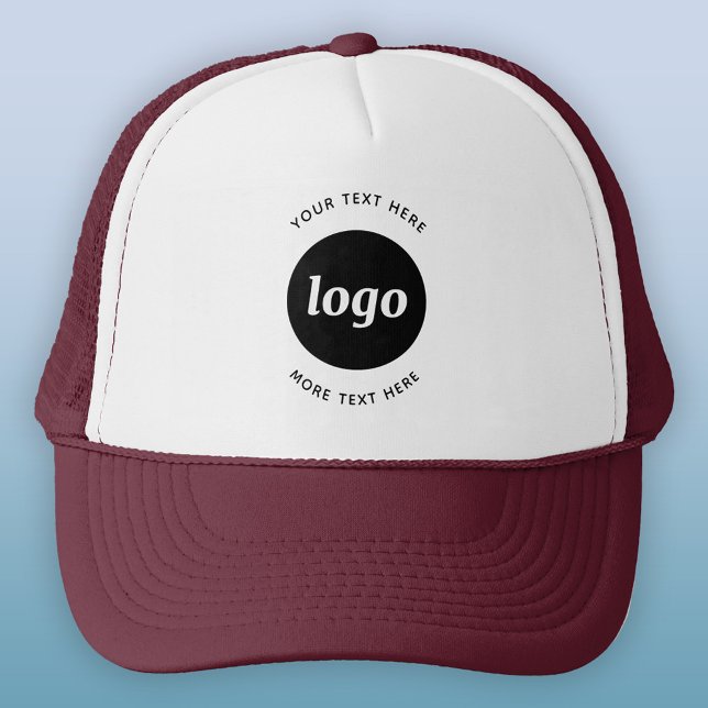 Einfache Logos für Textverarbeitung Truckerkappe (Simple logo with custom text business branding promotional trucker hat)