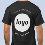 Einfache Logos mit T - Shirt für Textverarbeitung<br><div class="desc">Fügen Sie Ihr eigenes Logo und Ihre Textauswahl zu diesem Backprint-Design hinzu. Entfernen Sie den oberen oder unteren Text,  wenn Sie es vorziehen. Minimalistisch und beruflich. Ideal für die Mitarbeiterwerbung oder als Werbemittel für Ihre Kunden und Kunden.</div>