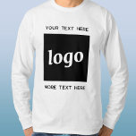 Einfache Logos mit T - Shirt für Textverarbeitung<br><div class="desc">Fügen Sie Ihr eigenes Logo und Textauswahl zu diesem Design hinzu. Entfernen Sie den oberen oder unteren Text,  wenn Sie es vorziehen. Minimalistisch und beruflich. Ideal für Mitarbeitermarken,  als Uniform,  für Firmenveranstaltungen und Messen oder als Werbeprodukt für Ihre Kunden und Kunden.</div>