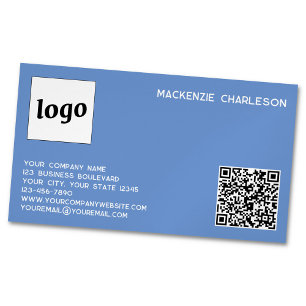 Einfache Logos und QR-Code blau Magnetische Visitenkarte