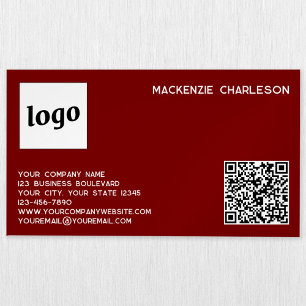 Einfache Logos und QR-Code Burgundy Red Magnetische Visitenkarte