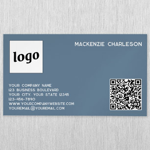 Einfache Logos und QR-Code Dusty Blue Gray Magnetische Visitenkarte