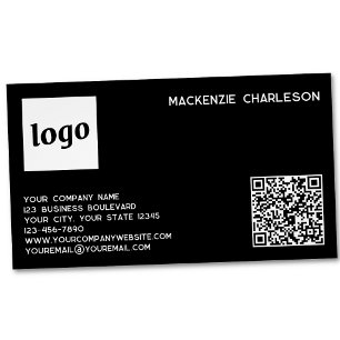 Einfache Logos und QR-Code schwarz Magnetische Visitenkarte