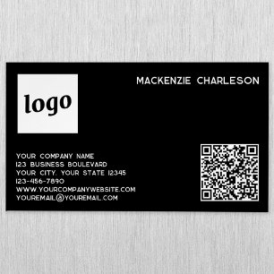 Einfache Logos und QR-Code schwarz Magnetische Visitenkarte
