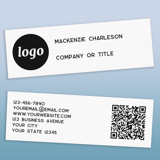 Einfache Logos und QR-Codes Mini Visitenkarte (Logo QR code and text custom business cards)