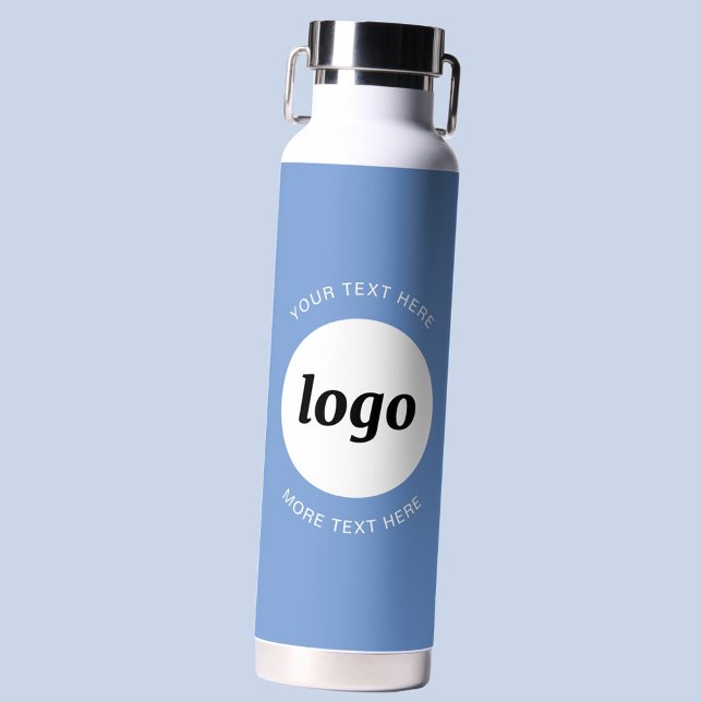 Einfache Logos und Text-Business Blau Trinkflasche (Logo with custom text business branding promotional water bottle)