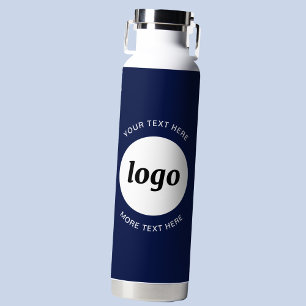 Einfache Logos und Text Business Navy Blue Trinkflasche