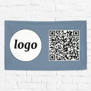 Einfache Logos und Text Business QR Code Dusty Blu Banner